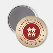 Aimant Red Gold Classic Circle Double Xi Mariage chinois (Recto/Verso)