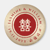 Aimant Red Gold Classic Circle Double Xi Mariage chinois (Devant)