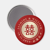 Aimant Red Gold Classic Circle Double Xi Mariage chinois (Recto/Verso)