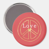 Aimant Red Gold Heart Peace Sign Love Christmas (Recto/Verso)