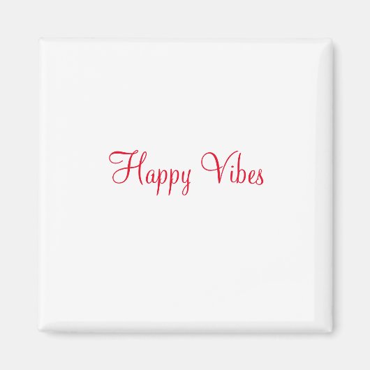 Aimant Red happy vibes vacances simple minimum calligraph (Devant)