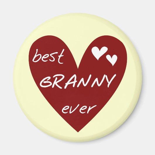 Aimant Red Heart Best Granny Ever Tshirts et cadeaux (Devant)