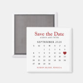 Aimant Red Heart Calendar Wedding Enregistrer la date (Recto/Verso)