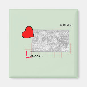 Aimant Red Heart Forever Love Photo