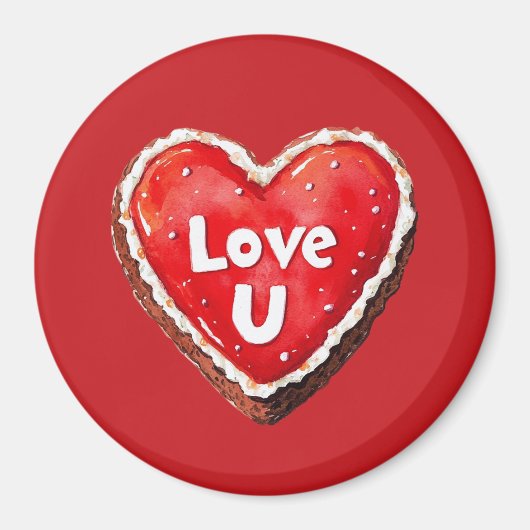 Aimant Red Heart Love You Cookie (Devant)