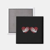 Aimant Red Heart Skeleton Mains Classique (Recto/Verso)