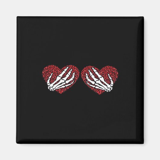 Aimant Red Heart Skeleton Mains Classique (Devant)