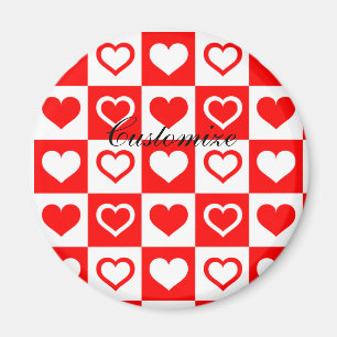Aimant Red Hearts Plaid Motif Thunder_Cove