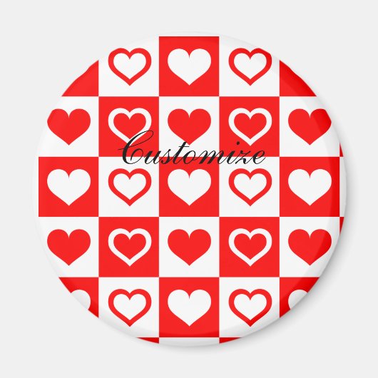 Aimant Red Hearts Plaid Motif Thunder_Cove (Devant)
