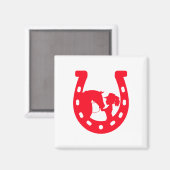 Aimant Red Horseshoe Girl and Horse (Recto/Verso)