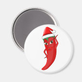 Aimant Red Hot Pepper Diva Avec Casquette Santas (Recto/Verso)