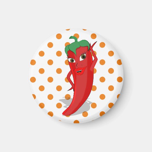 Aimant Red Hot Pepper Diva Pois orange (Devant)