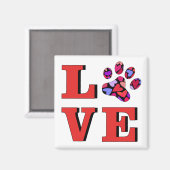 Aimant Red LOVE Coeur Rempli Chat Paw Fun Cadeau (Recto/Verso)