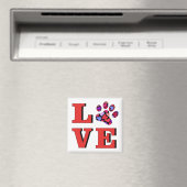 Aimant Red LOVE Coeur Rempli Chat Paw Fun Cadeau (In Situ (Lave-vaisselle))