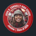 Aimant Red Marching Band Photo High School Spirit<br><div class="desc">Ce cool customisé au lycée marching band photo présente la typographie blanche de votre équipe et le nom du joueur sur un aimant rouge. Personnalisez avec la photo de votre élève et l'année de classe comme un parent fier. Un père et une mère peuvent porter ces boutons à la compétition...</div>