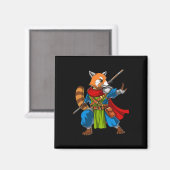 Aimant Red Panda Bear Ninja Samurai Warrior Funny Kung Fu (Recto/Verso)