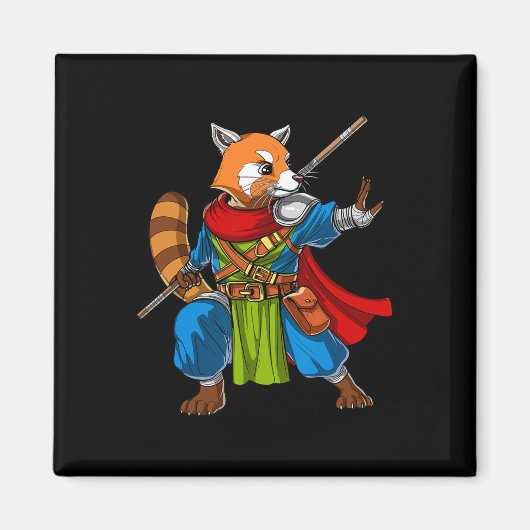 Aimant Red Panda Bear Ninja Samurai Warrior Funny Kung Fu (Devant)