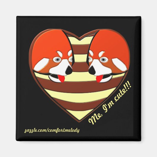 Aimant Red Panda Coeur d'amour (Devant)