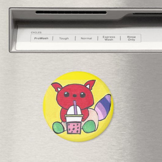 Aimant Red Panda Drinking Boba (In Situ (Lave-vaisselle))