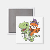 Aimant Red Panda Halloween Happy T-rex costume maman (Recto/Verso)