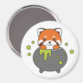 Aimant Red Panda Happy Halloween Cauldron Bat (Recto/Verso)