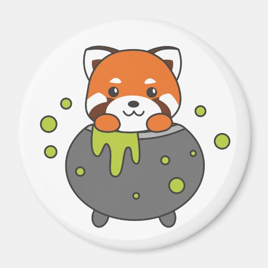 Aimant Red Panda Happy Halloween Cauldron Bat (Devant)