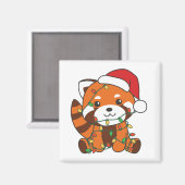 Aimant Red Panda Noël Animaux d'hiver Red Pandas Magn (Recto/Verso)