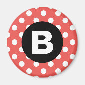 Aimant Red Polka Dot Pattern Black Monogram (Devant)