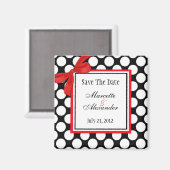 Aimant Red Polka Dot Wedding Enregistrer La Date (Recto/Verso)