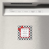 Aimant Red Polka Dot Wedding Enregistrer La Date (In Situ (Lave-vaisselle))