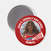 Aimant Red Pom-pom girl Photo High School Spirit Cheer (Recto/Verso)