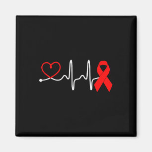 Aimant Red Ribbon Heartbeat Design for Heart Disease Awar