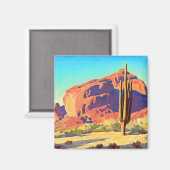 Aimant Red Rocks and Cactus par Maynard Dixon (Recto/Verso)