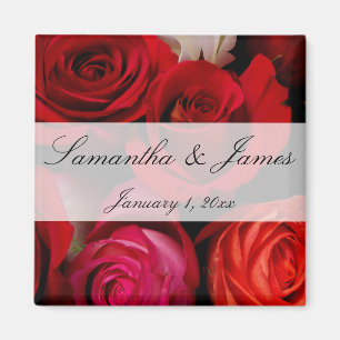 Aimant Red Rose Bouquet Mariage personnel