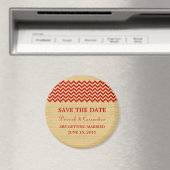 Aimant Red Rustic Chevron Enregistrer l'aimant de date (In Situ (Lave-vaisselle))