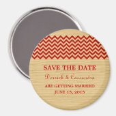 Aimant Red Rustic Chevron Enregistrer l'aimant de date (Recto/Verso)