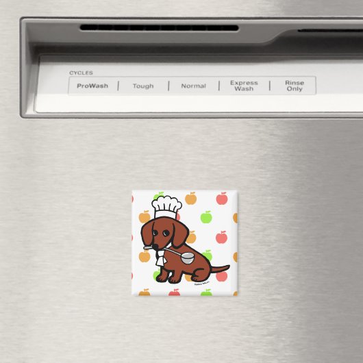 Aimant Red Smooth Haired Dachshund Chef (In Situ (Lave-vaisselle))