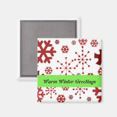Aimant Red Snowflakes Salutations hiver chaudes (Recto/Verso)