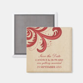 Aimant Red Stylish Sauvez l'aimant de date (Recto/Verso)