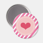 Aimant Red Sweet Heart Love Pink Stripes Saint-Valentin (Recto/Verso)