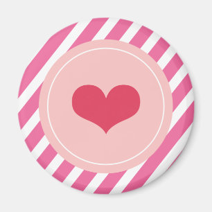 Aimant Red Sweet Heart Love Pink Stripes Saint-Valentin