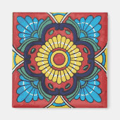Aimant Red tile mexican talavera ceramics (Devant)