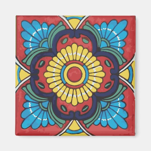 Aimant Red tile mexican talavera ceramics (Devant)