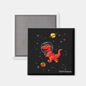 Aimant Red Tyrannosaurus Rex Dinos Dans L'Espace (Recto/Verso)