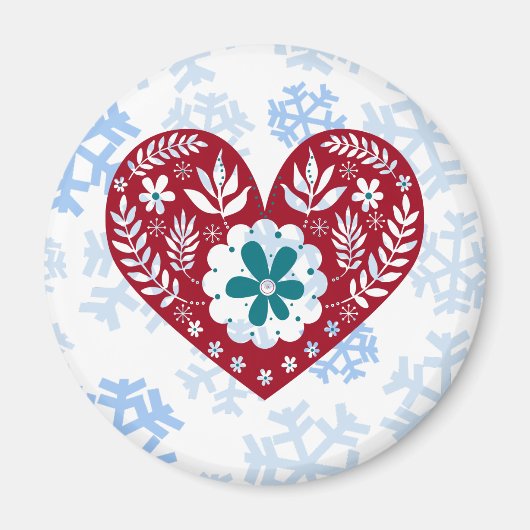 Aimant Red Vintage Heart Holiday Love (Devant)