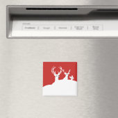 Aimant Red White Reindeer Family Deer Snow (In Situ (Lave-vaisselle))