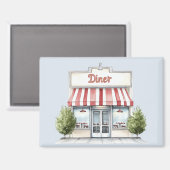 Aimant Red White Stripes Diner (Recto/Verso)