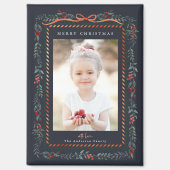 Aimant Red Winterberry Frame Marine Noël Photo (Recto)