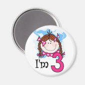 Aimant Redhead Girl I'm Three (Recto/Verso)