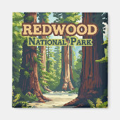 Aimant Redwood National Park California Tree Retro (Devant)